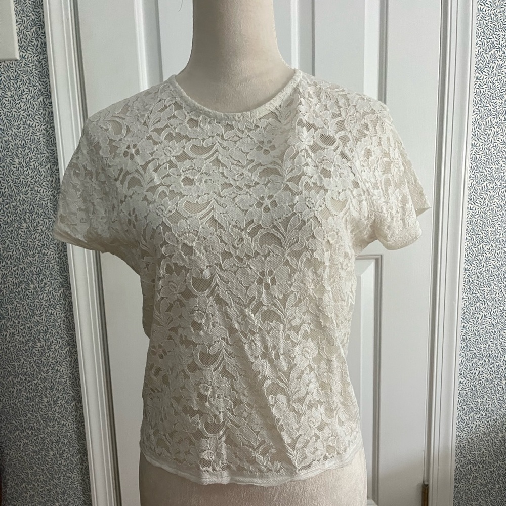 Ivory Sheer Lace Crop Top